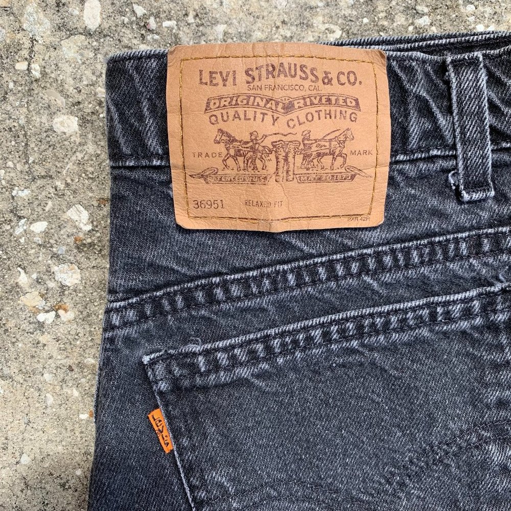 Vintage Levi Distressed Black Denim Shorts
